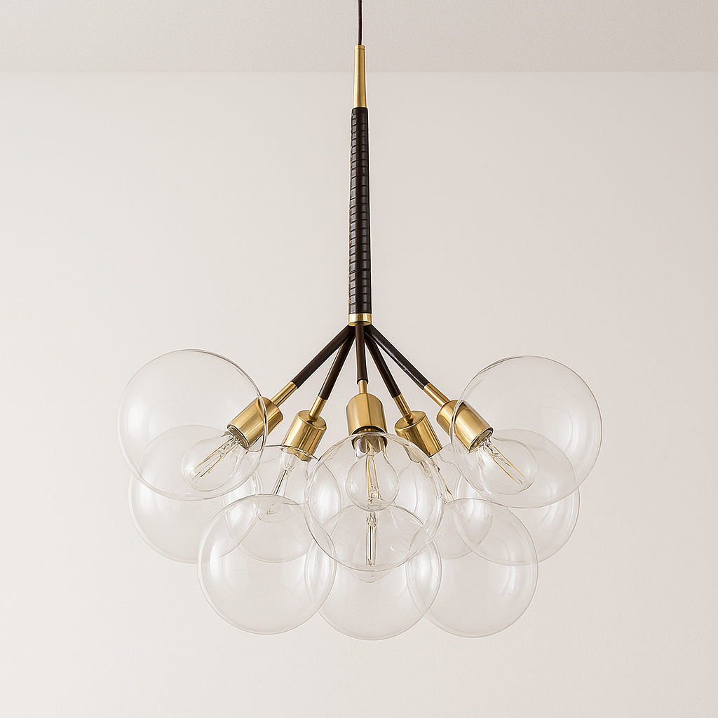 Luminária Pendente Moderno Clássico Globo Bolas Vidro Metal Netun