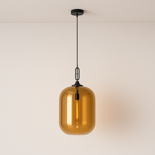 Luminária Pendente Moderna Minimalista Metal Vidro Khao