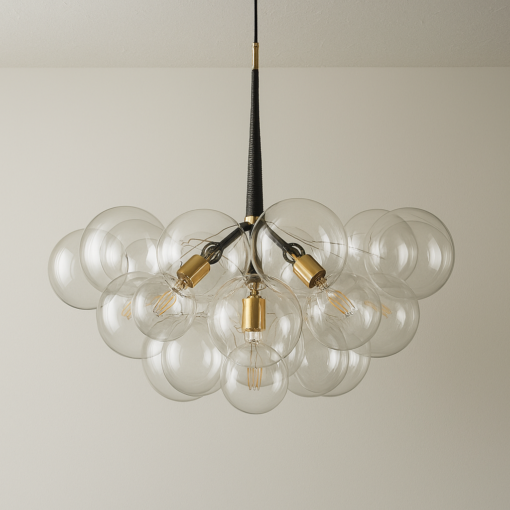 Luminária Pendente Moderno Clássico Globo Bolas Vidro Metal Netun