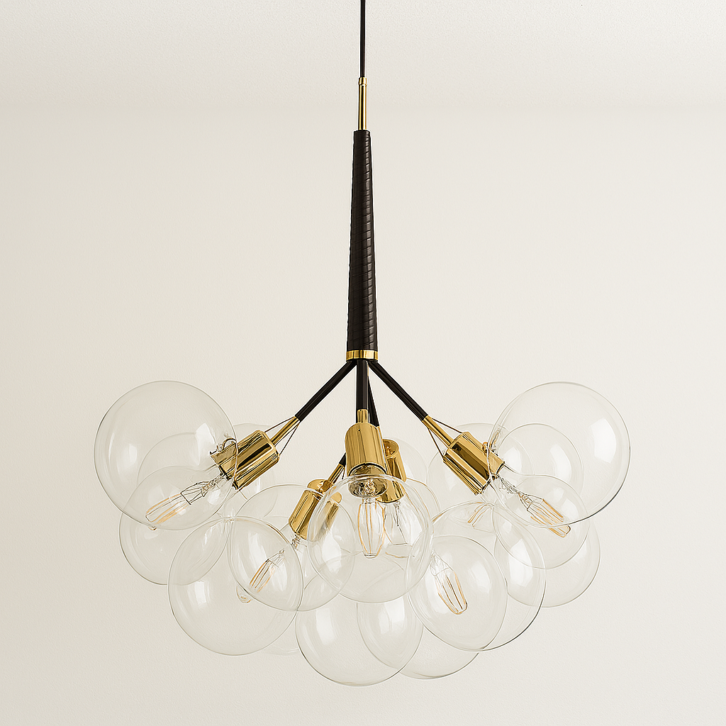 Luminária Pendente Moderno Clássico Globo Bolas Vidro Metal Netun