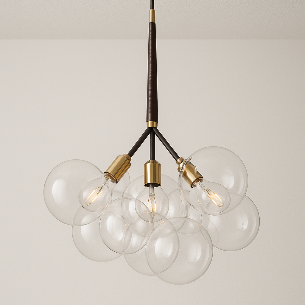 Luminária Pendente Moderno Clássico Globo Bolas Vidro Metal Netun