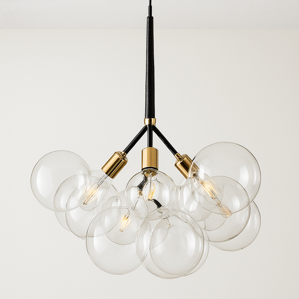 Luminária Pendente Moderno Clássico Globo Bolas Vidro Metal Netun