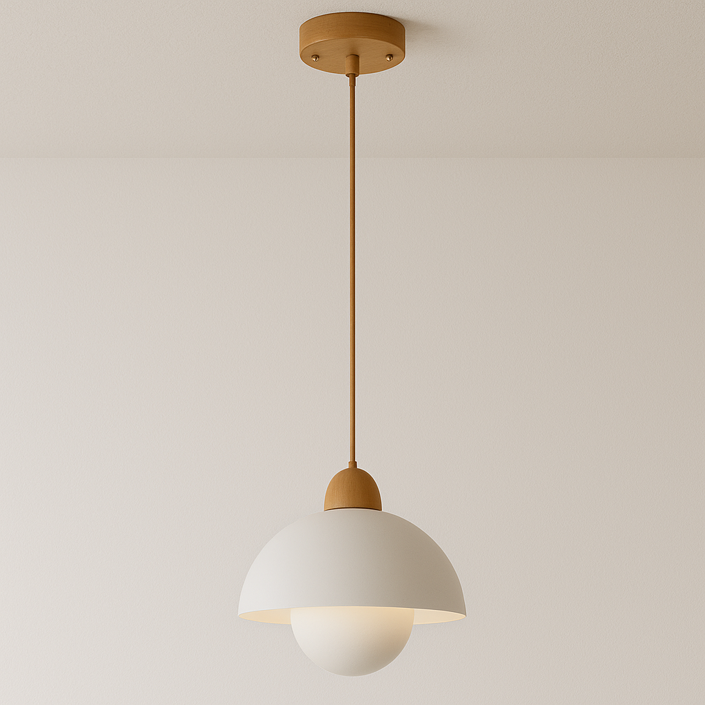 Luminária Pendente Moderna Minimalista Metal Madeira Bergen