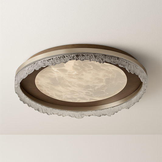 Luminária Plafon Moderna Minimalista LED Madeira Acrílico Phoebe