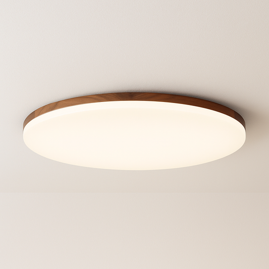 Luminária Plafon Moderna Minimalista LED Madeira Acrílico Dotan