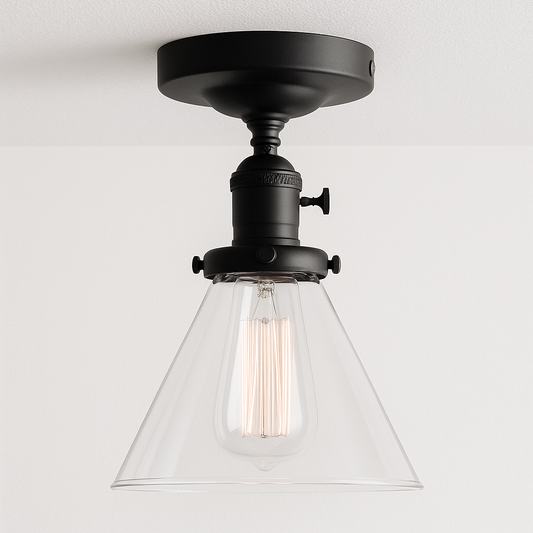 Luminária Plafon Minimalista Metal Vidro Ash