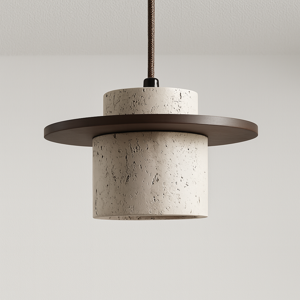 Luminária Pendente Moderna Minimalista Mármore Travertino Moruá