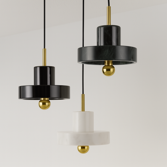 Luminária Pendente Moderna Minimalista Metal Mármore Astra