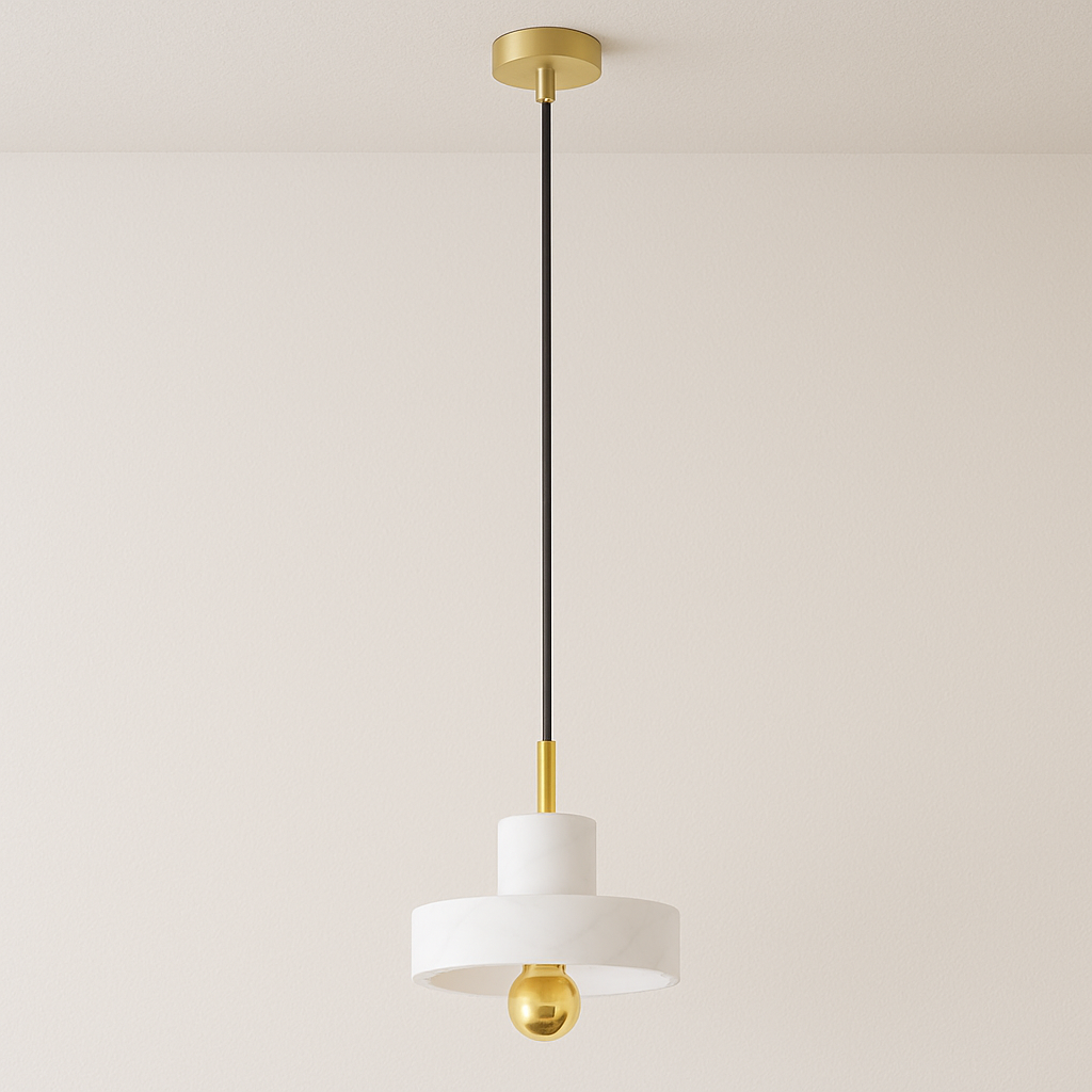 Luminária Pendente Moderna Minimalista Metal Mármore Astra