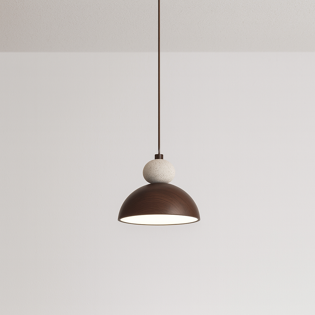 Luminária Pendente Moderna Minimalista Travertino Metal Nindirí