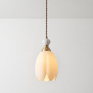 Luminária Pendente Retrô Minimalista Metal Cerâmica Tulipa