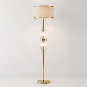 Luminária de Piso Clássica Minimalista Metal Vidro Tecido Arvika