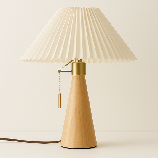 Luminária de Mesa Abajur Moderna Minimalista Madeira Halo