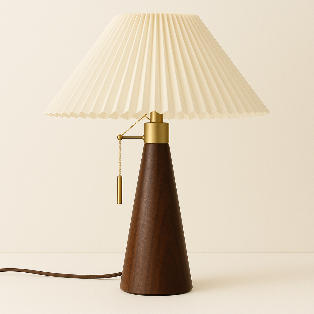 Luminária de Mesa Abajur Moderna Minimalista Madeira Halo