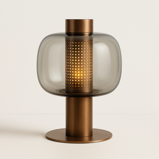 Luminária de Mesa Moderna Minimalista Metal Vidro LED Aura