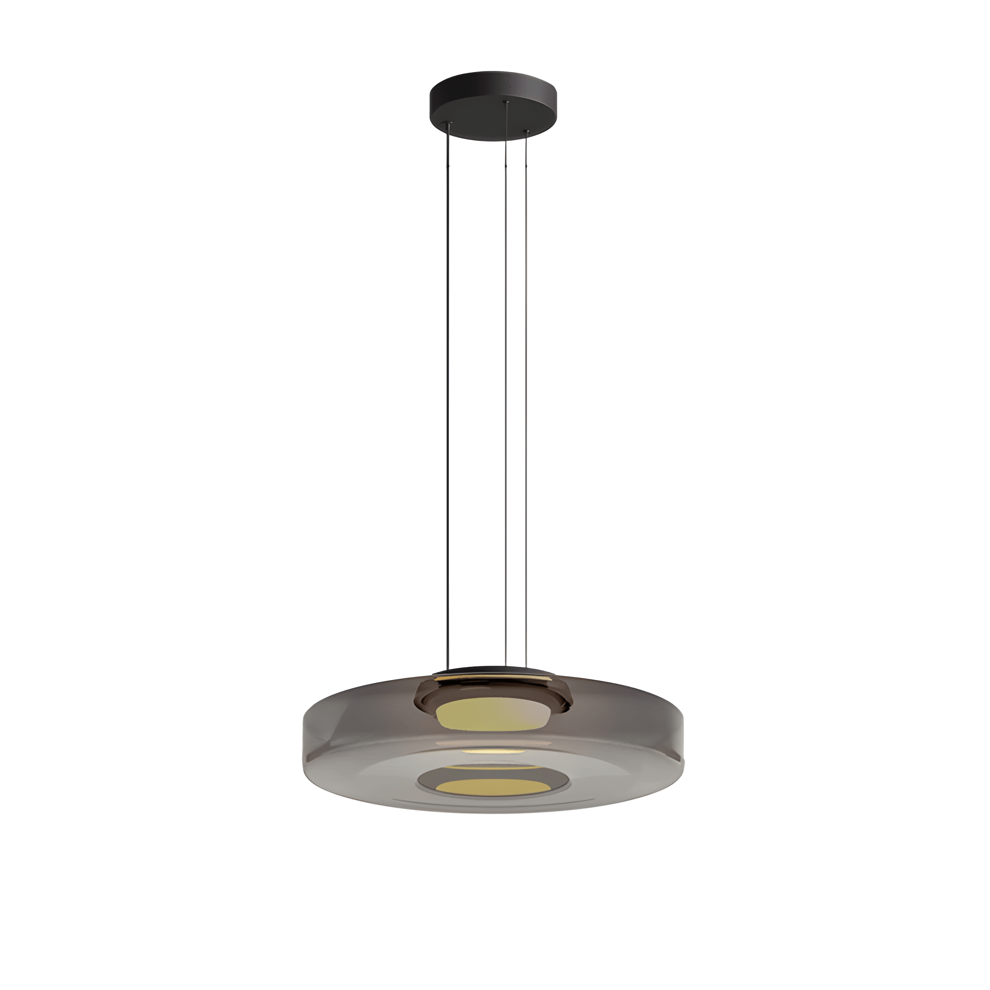 Luminária Pendente Moderna Minimalista Vidro LED Clove - Fumê / 1 camada / Ø25cm / Branco Quente (3000K)