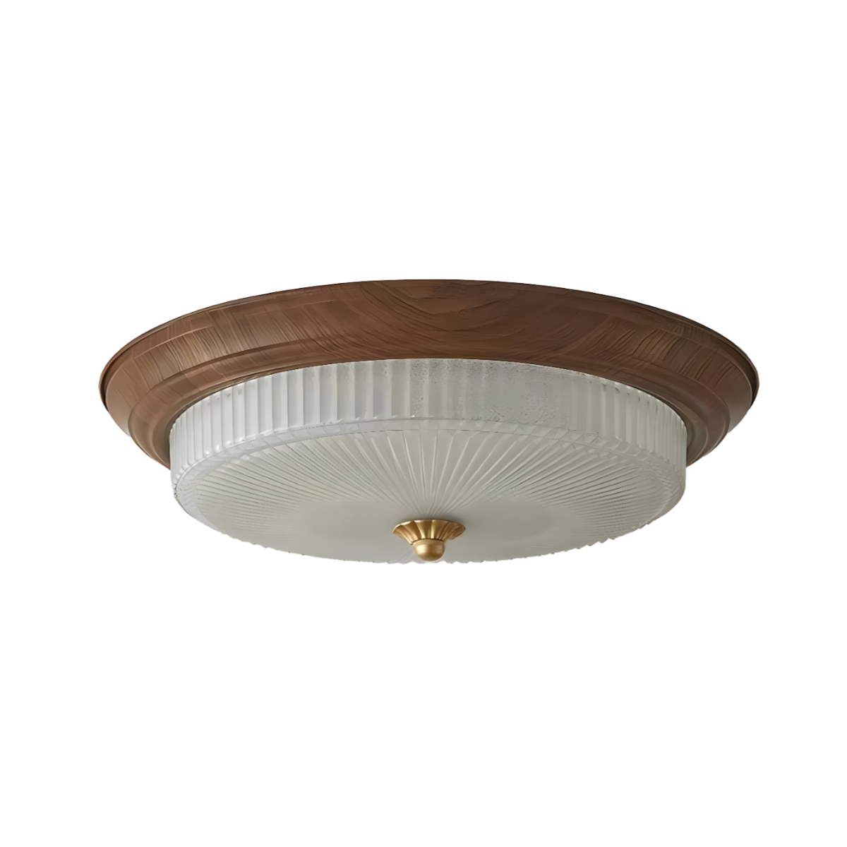 Luminária Plafon Moderna Minimalista LED Madeira Vidro Cristalle Haro