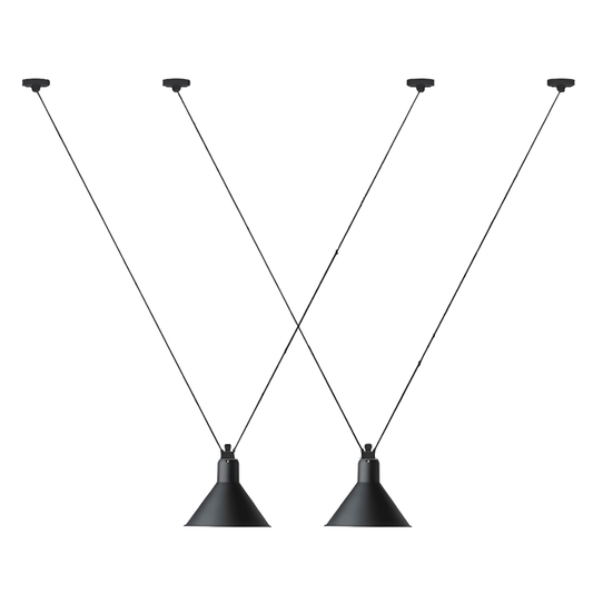 Luminária Pendente Moderna Minimalista Industrial Metal Vega - 2 lâmpadas / Preto / 6-10W