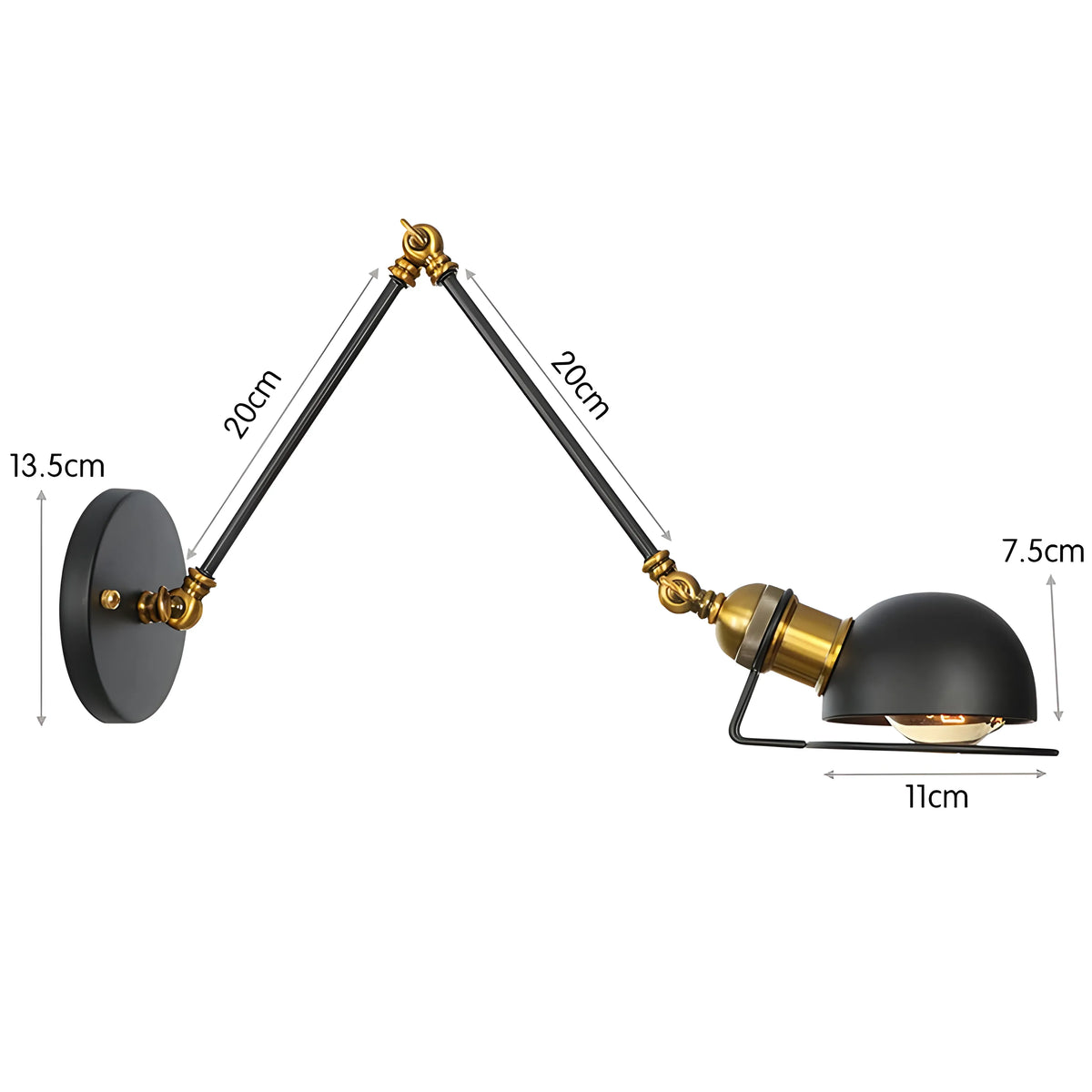 Luminária Arandela Moderna Minimalista Industrial Articulada Metal Ray