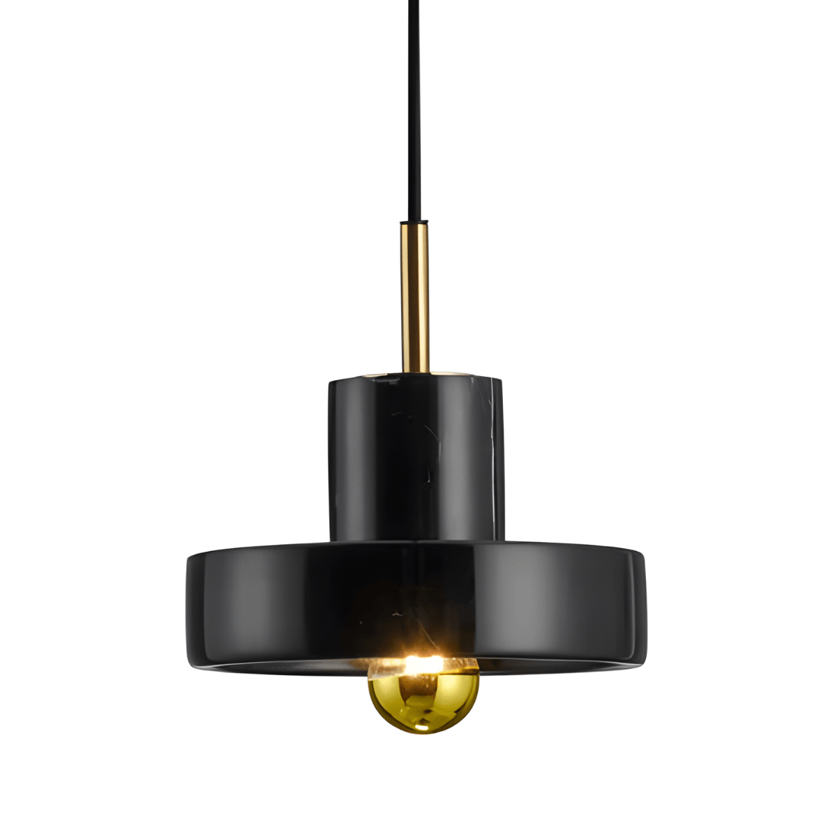 Luminária Pendente Moderna Minimalista Metal Mármore Astra - Preto / Branco Quente (3000K)