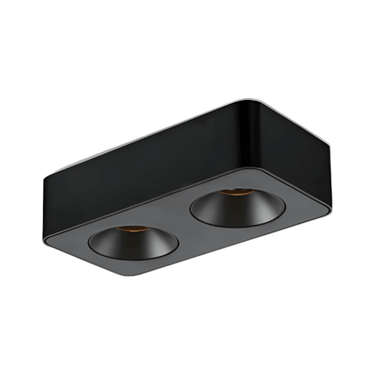 Luminária Spot Sobrepor Moderno Minimalista Retangular Recuado Antiofuscante LED Donni - Branco Neutro (4000K) / Preto / 2x7W