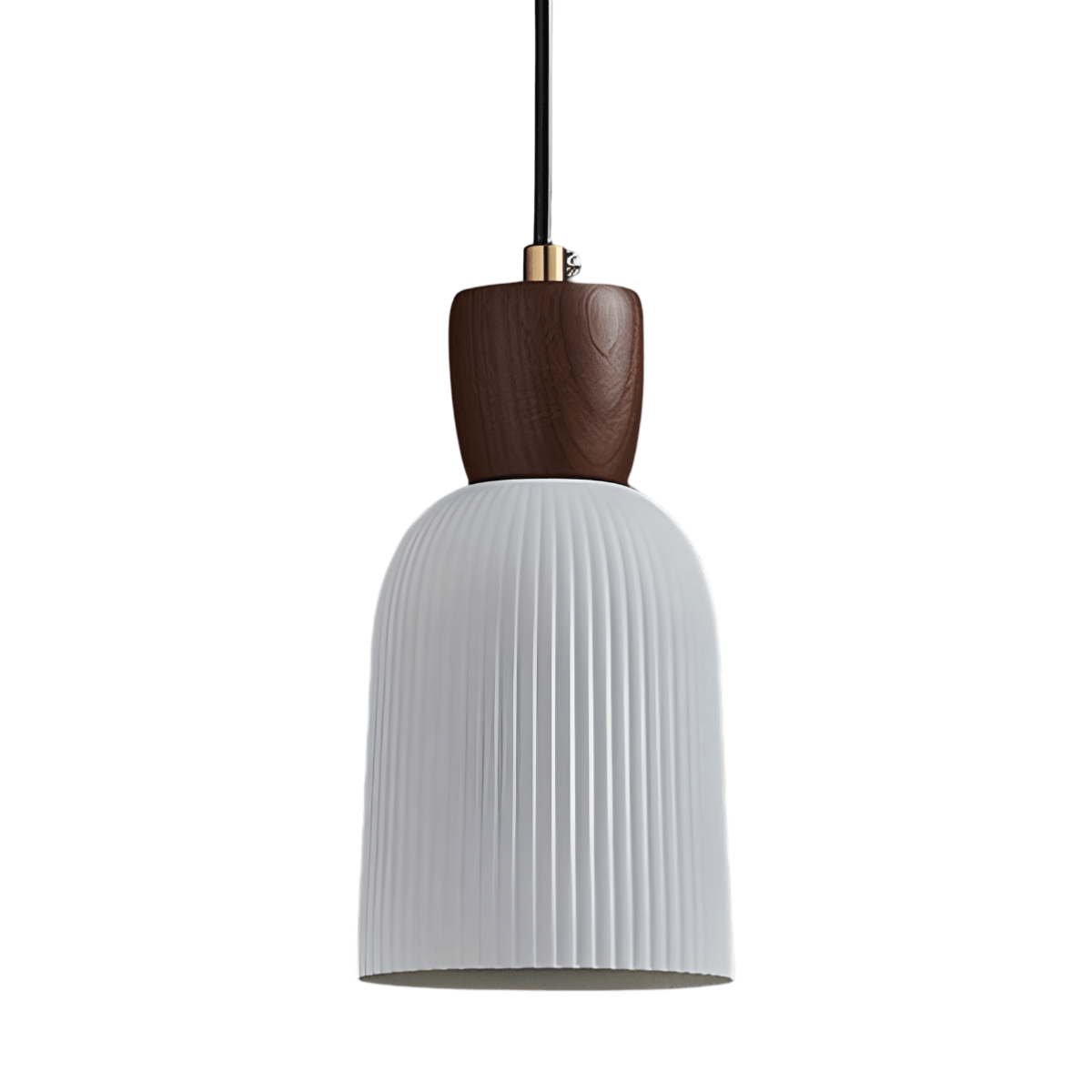 Luminária Pendente Moderna Minimalista Madeira Cerâmica Walnut - A