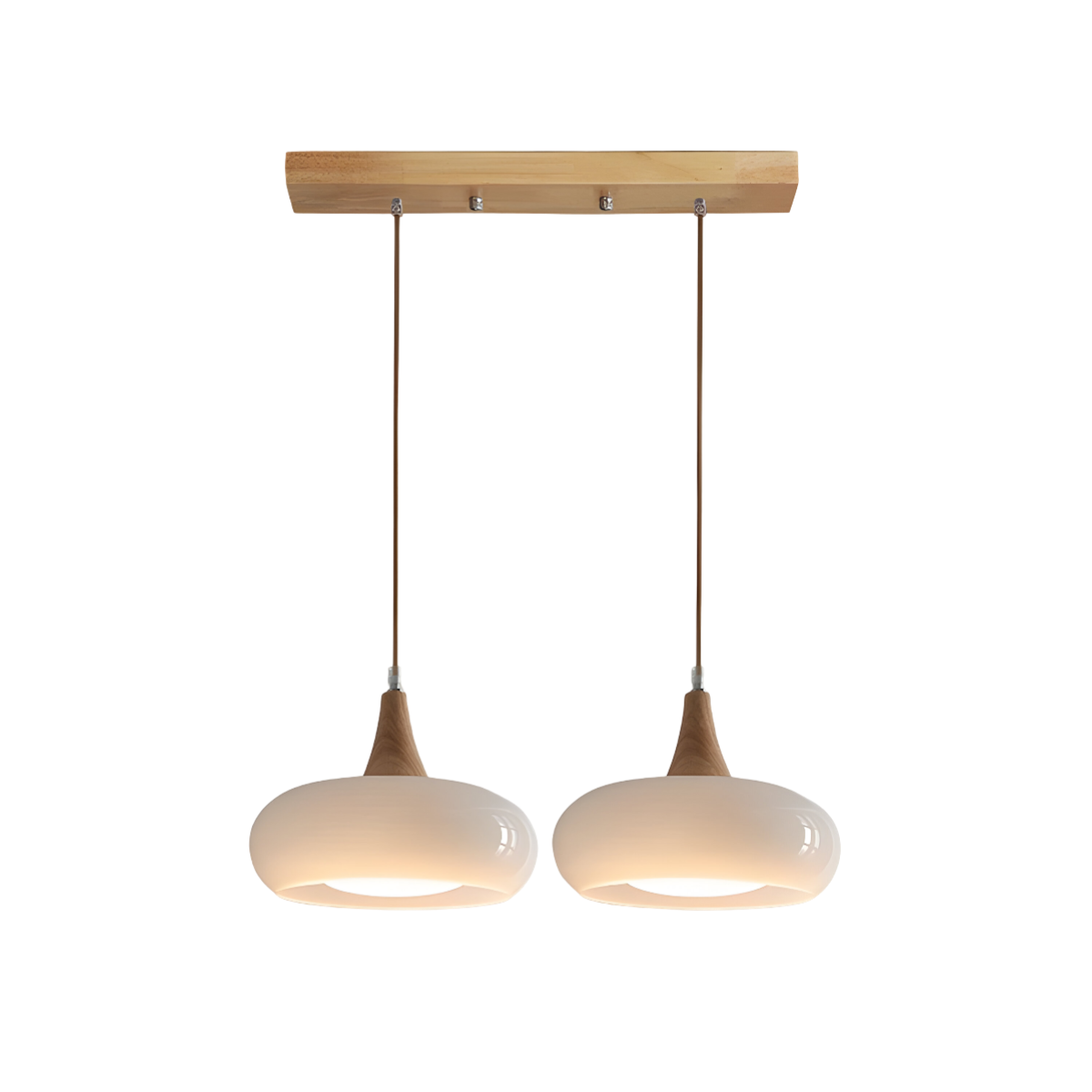 Luminária Pendente Moderna Minimalista Vidro Madeira Pumpkin