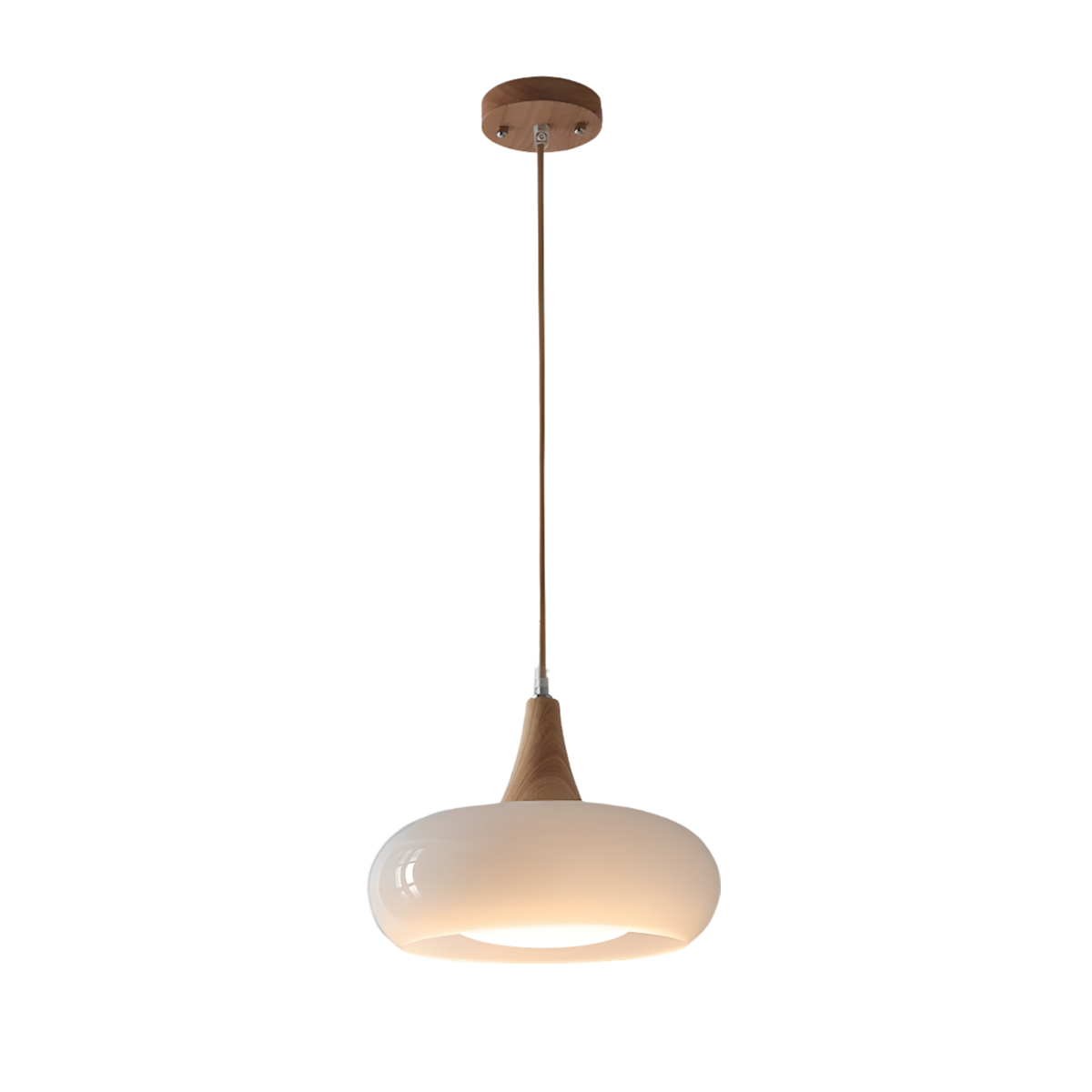 Luminária Pendente Moderna Minimalista Vidro Madeira Pumpkin