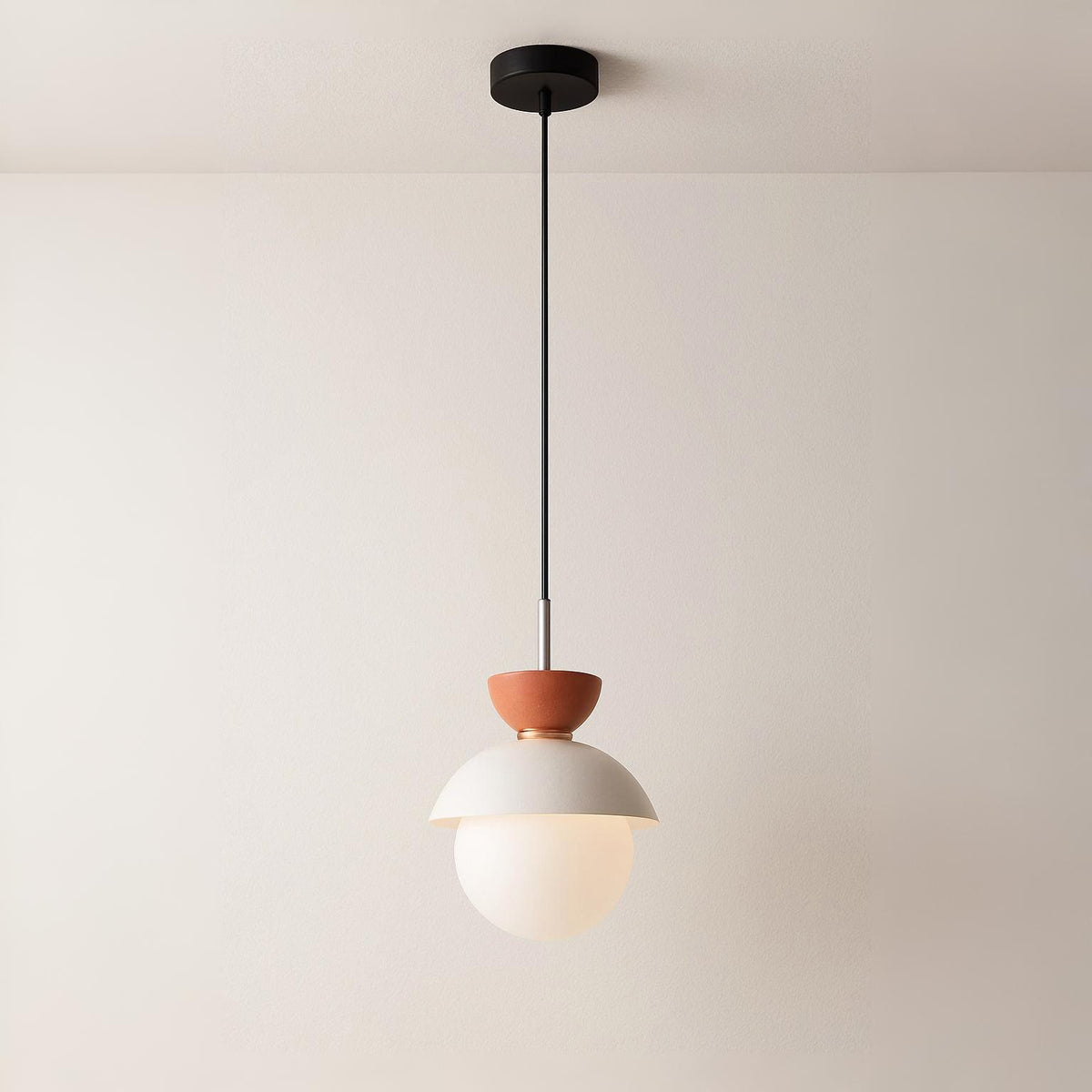Luminária Pendente Moderna Minimalista Metal Vidro Goele Van