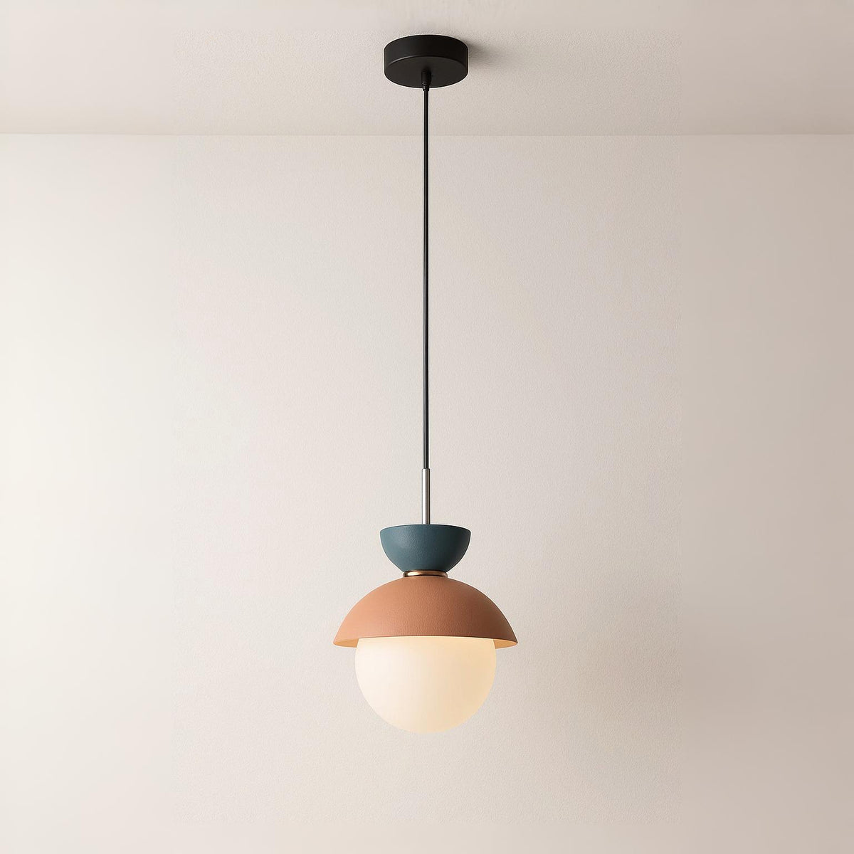 Luminária Pendente Moderna Minimalista Metal Vidro Goele Van