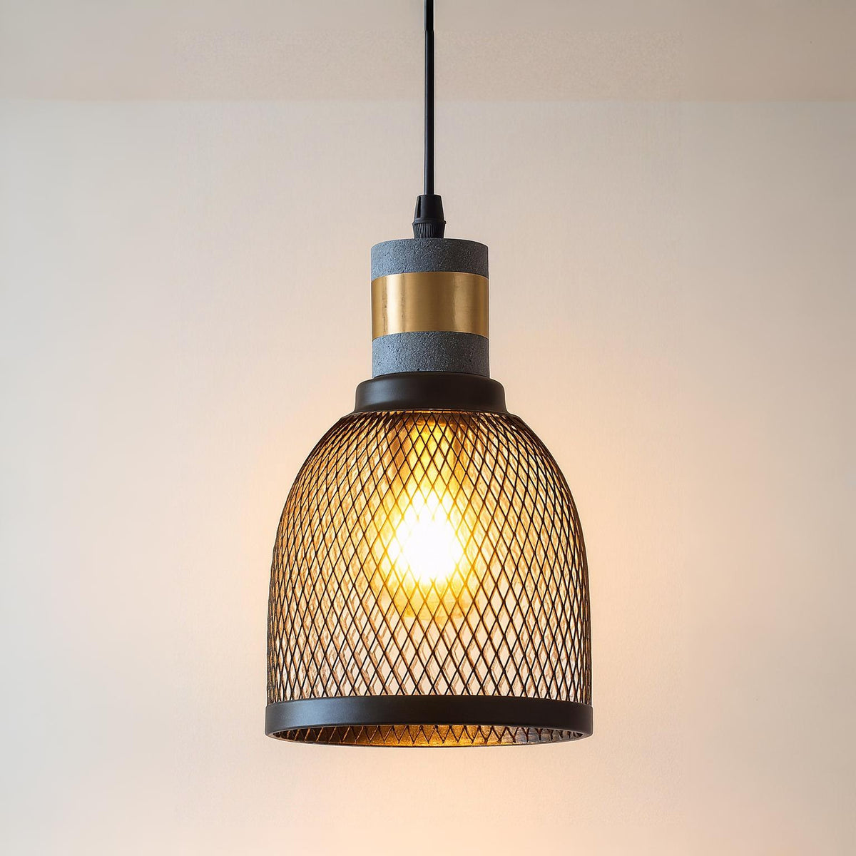 Luminária Pendente Moderna Industrial Metal Granilite Aramado Razzi