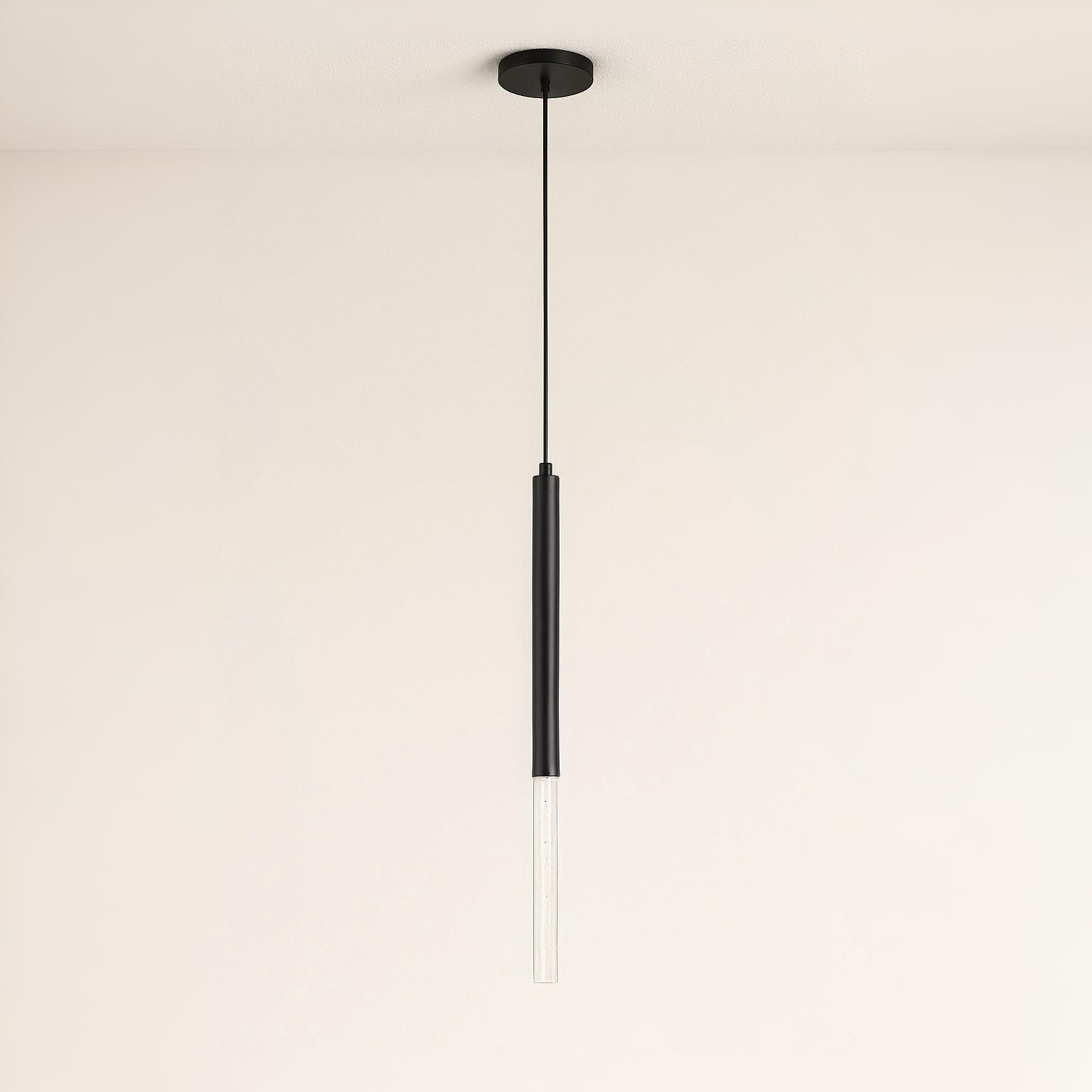 Luminária Pendente Moderna Minimalista Metal Vidro Tubo Sora