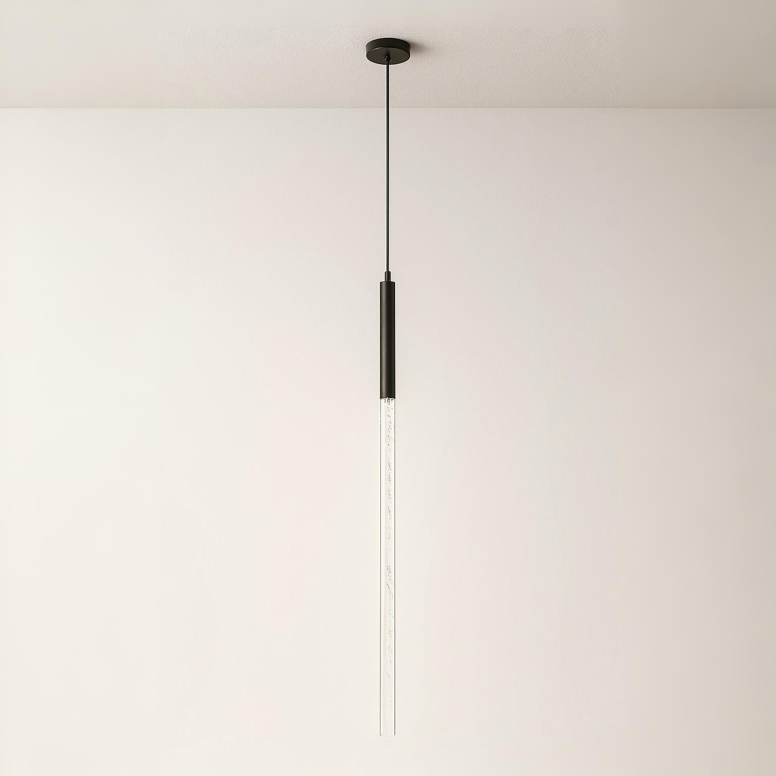 Luminária Pendente Moderna Minimalista Metal Vidro Tubo Sora