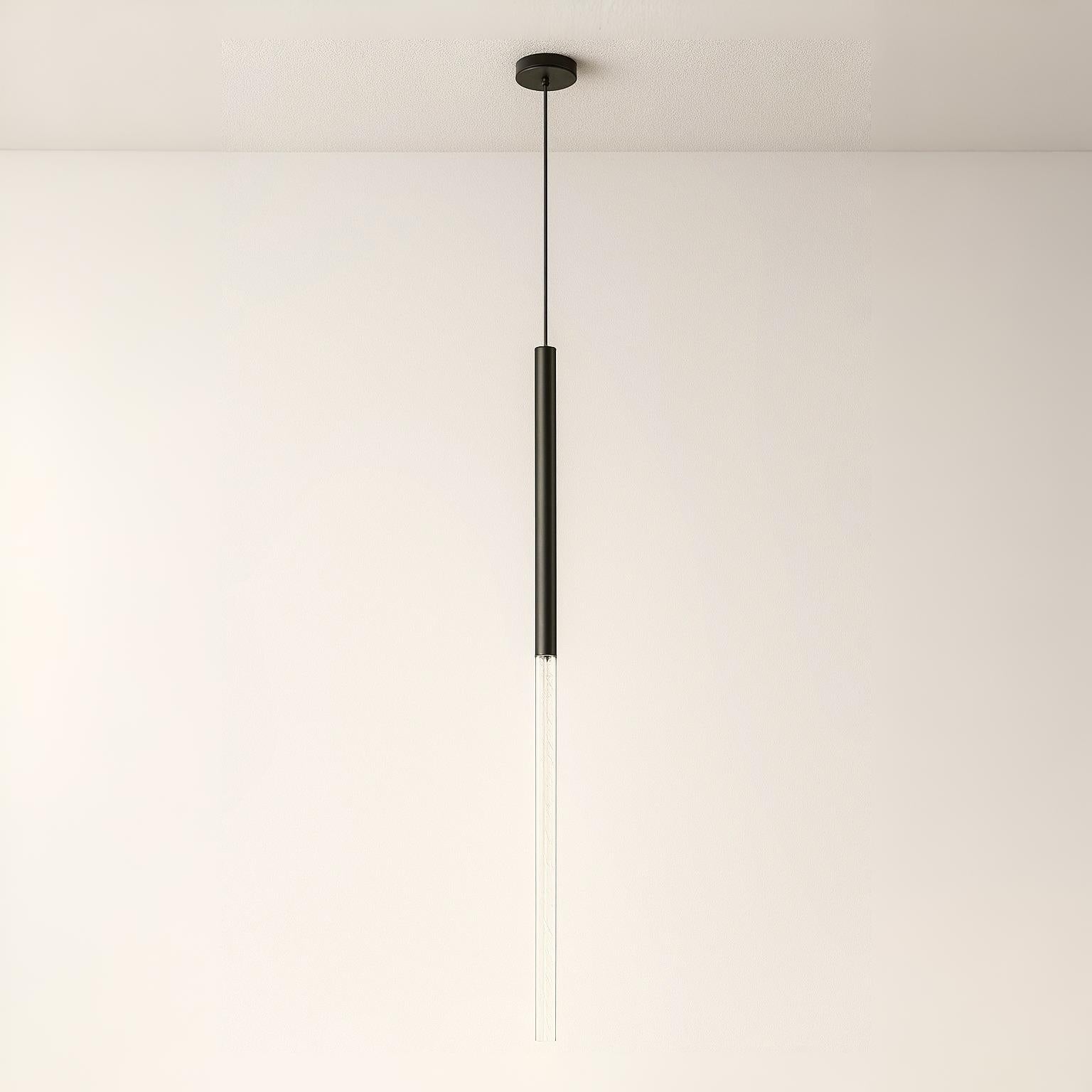 Luminária Pendente Moderna Minimalista Metal Vidro Tubo Sora