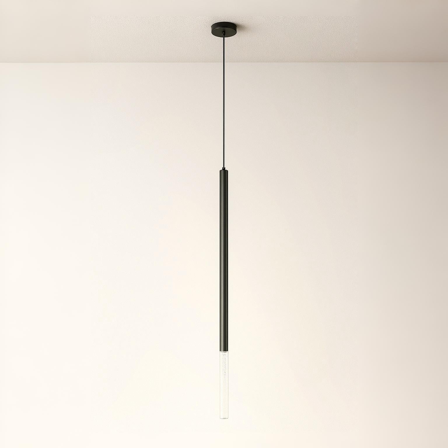 Luminária Pendente Moderna Minimalista Metal Vidro Tubo Sora