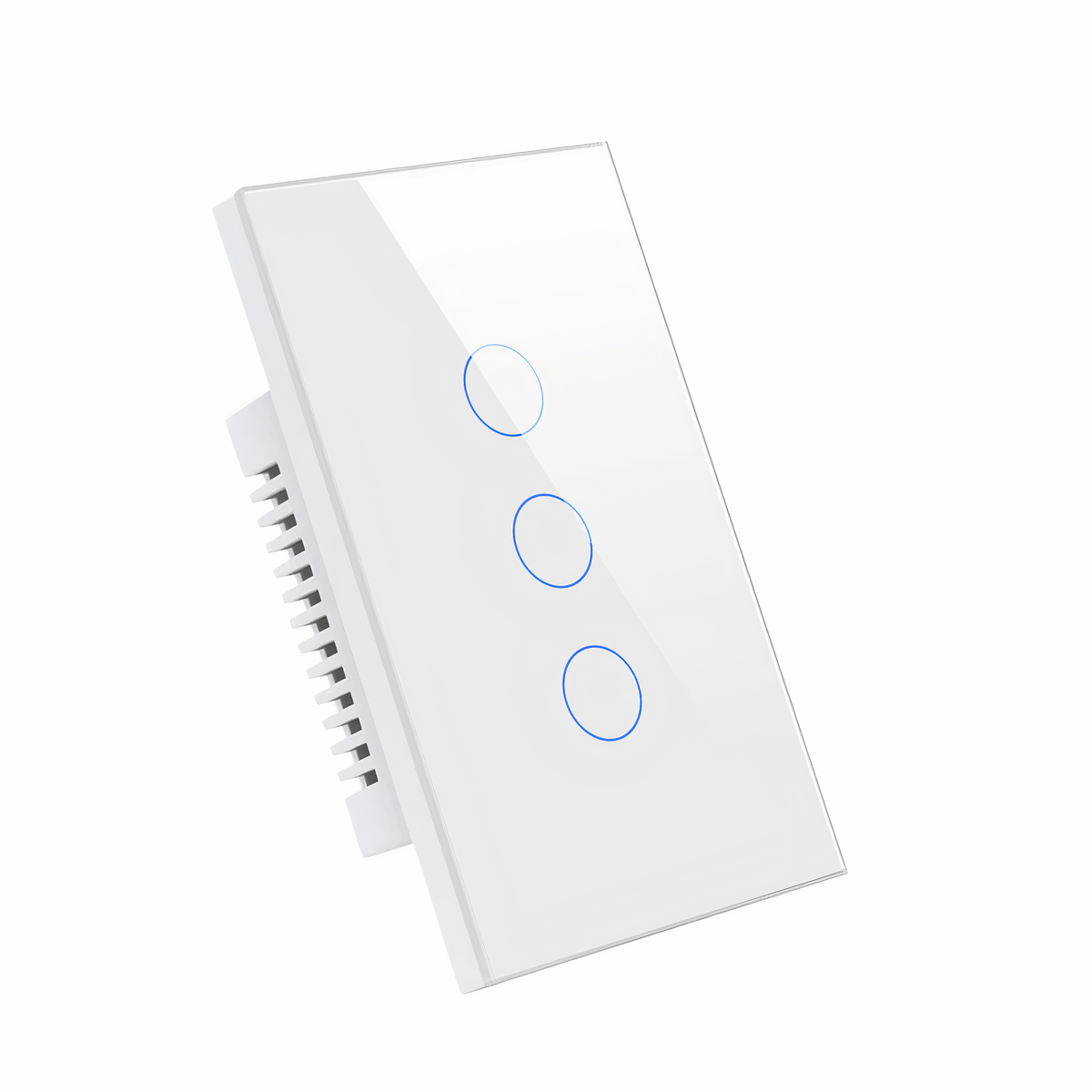 Interruptor Inteligente Smart Wi-Fi Alexa Touch Vidro Temperado Branco 4x2 - 3 Botões