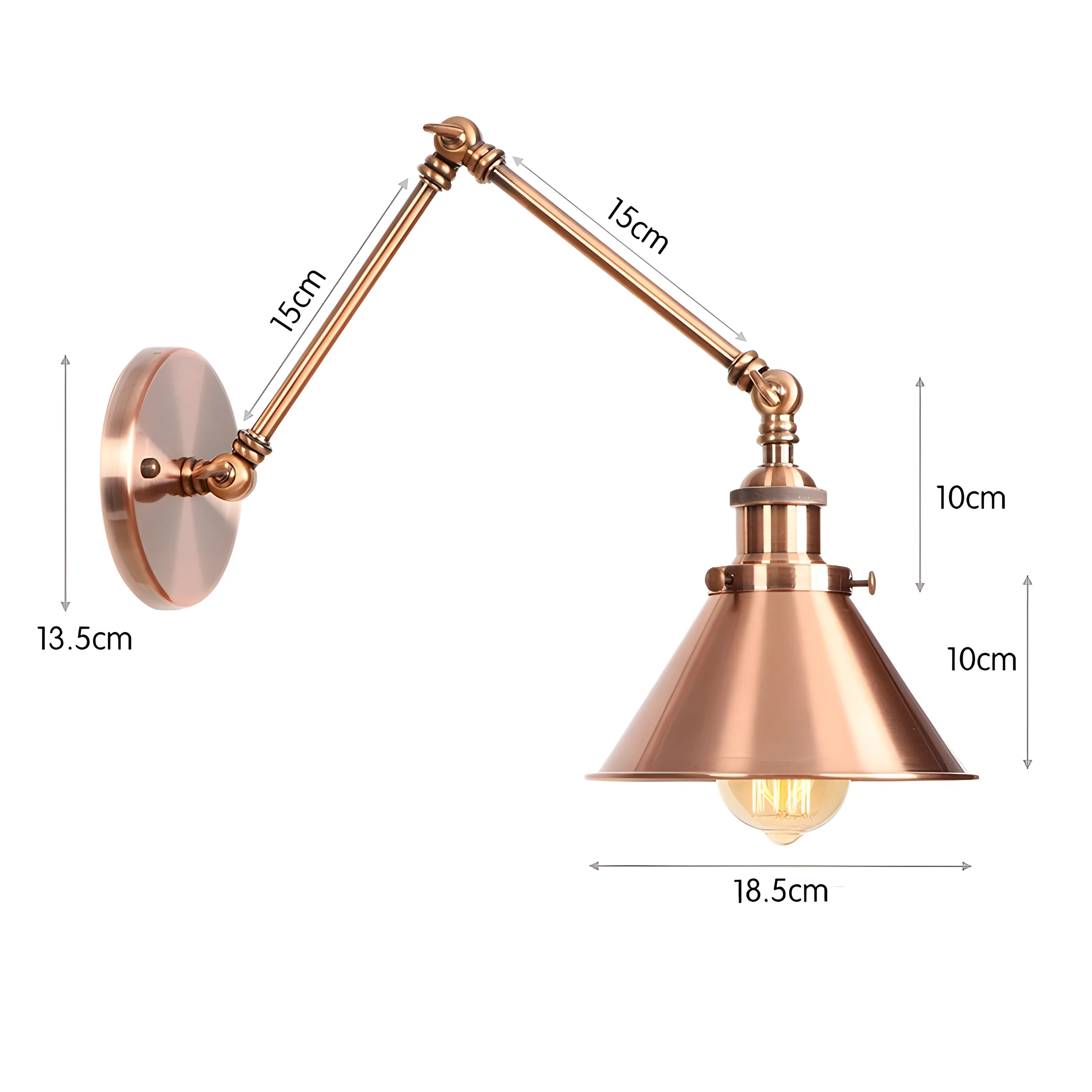 Luminária Arandela Moderna Industrial Retrô Articulada Metal Liorah - 30cm / Rosê