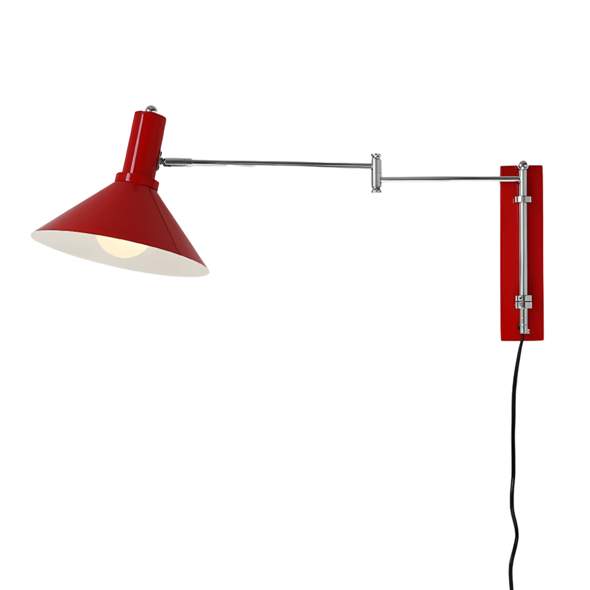 Luminária Arandela Moderna Minimalista Articulada Metal Flair - Vermelho / Com plugue