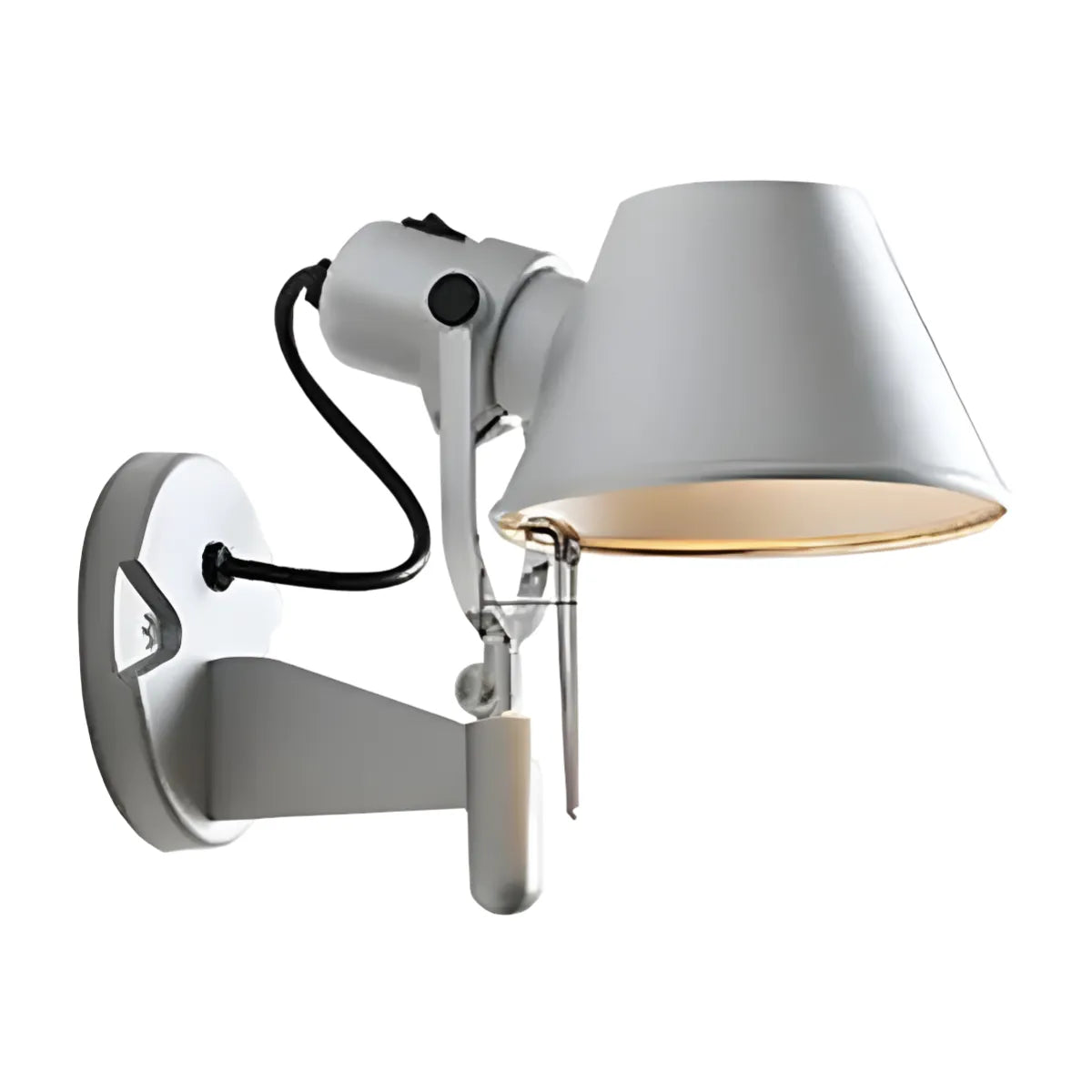 Luminária Arandela Moderna Minimalista Articulada Mide Tolomeo - Preto / Médio / Com plugue / Branco Neutro (4000K)