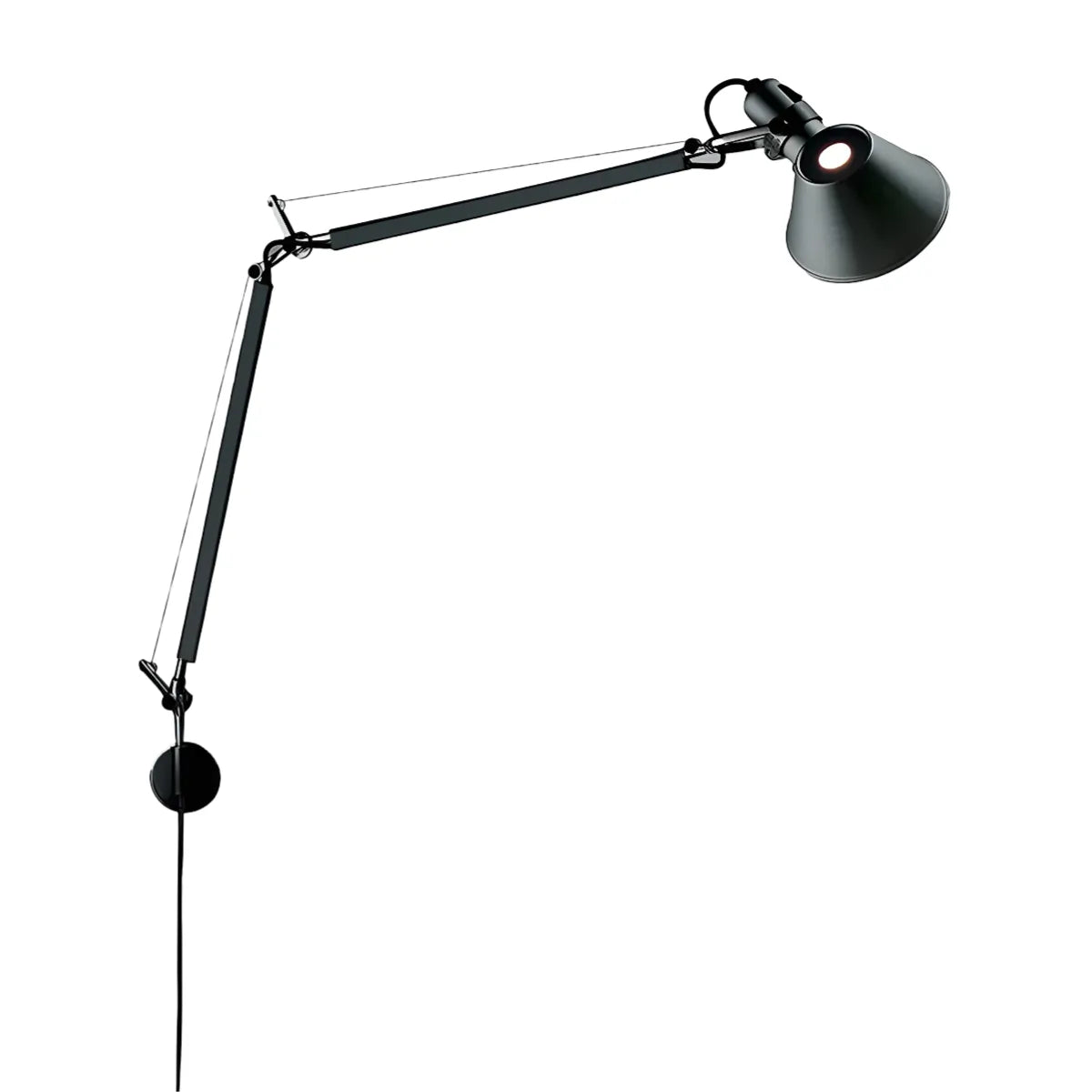 Luminária Arandela Moderna Minimalista Articulada Mide Tolomeo - Preto / Médio / Com plugue / Branco Neutro (4000K)