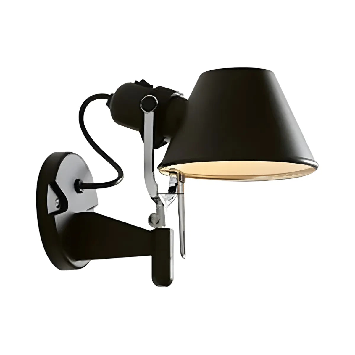 Luminária Arandela Moderna Minimalista Articulada Mide Tolomeo - Preto / Médio / Com plugue / Branco Neutro (4000K)