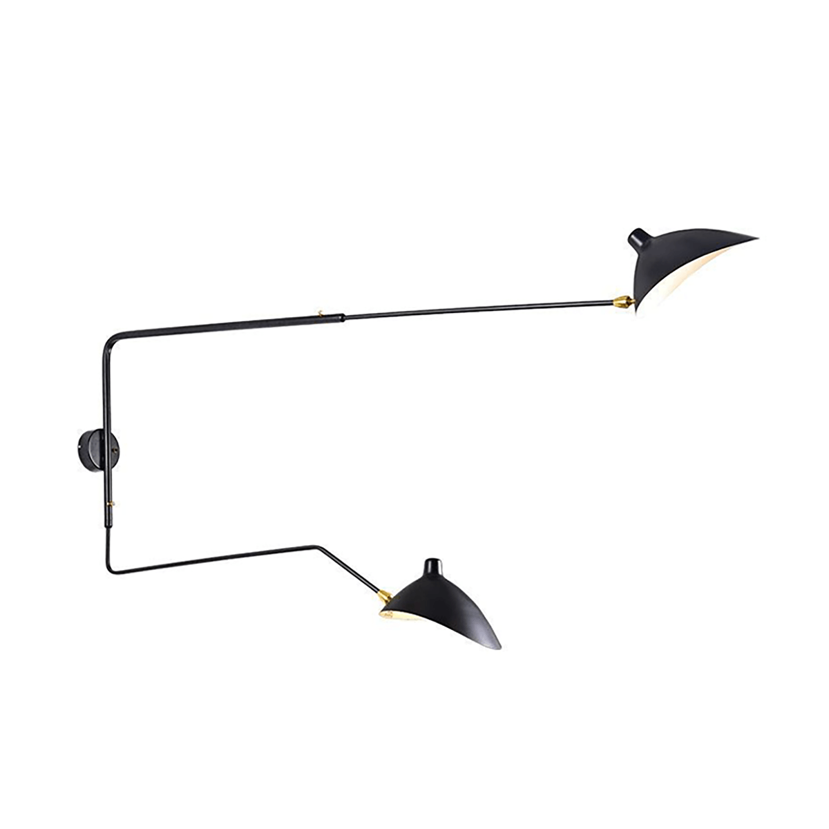 Luminária Arandela Moderna Minimalista Articulável Nerth - 2 cúpulas / 100cm x 65cm