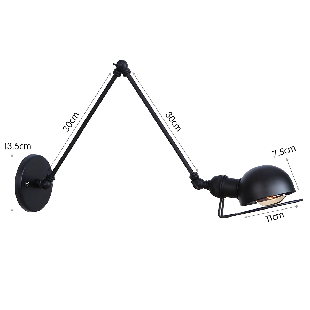 Luminária Arandela Moderna Minimalista Industrial Articulada Metal Ray - Preto e Dourado / A / 110v/220v (Bivolt)