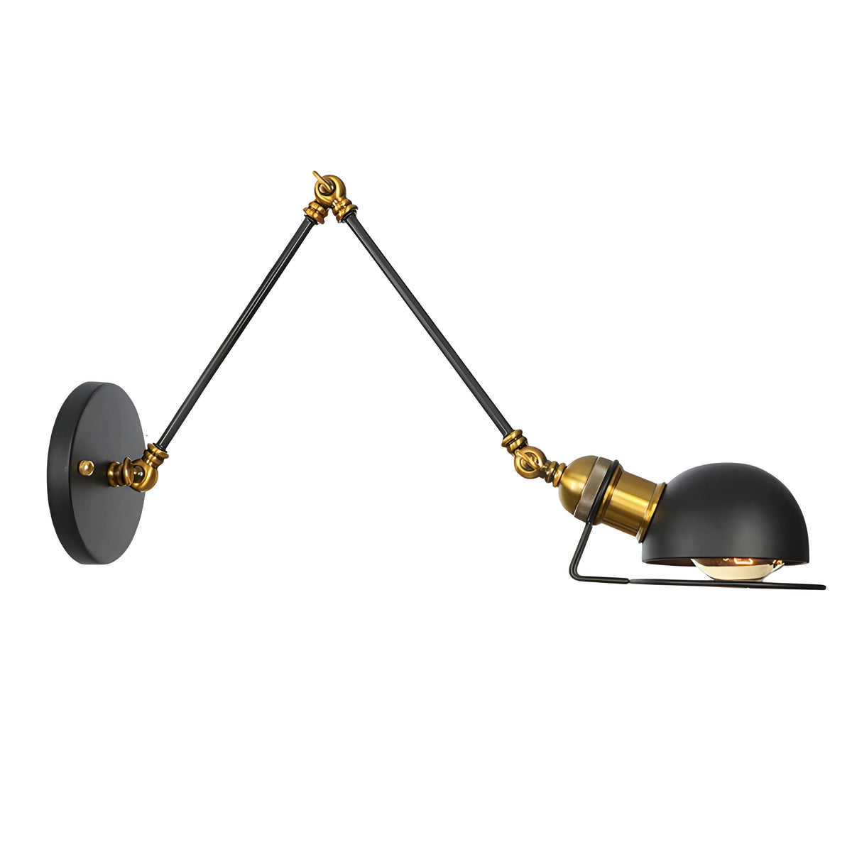 Luminária Arandela Moderna Minimalista Industrial Articulada Metal Ray - Preto e Dourado / A / 110v/220v (Bivolt)