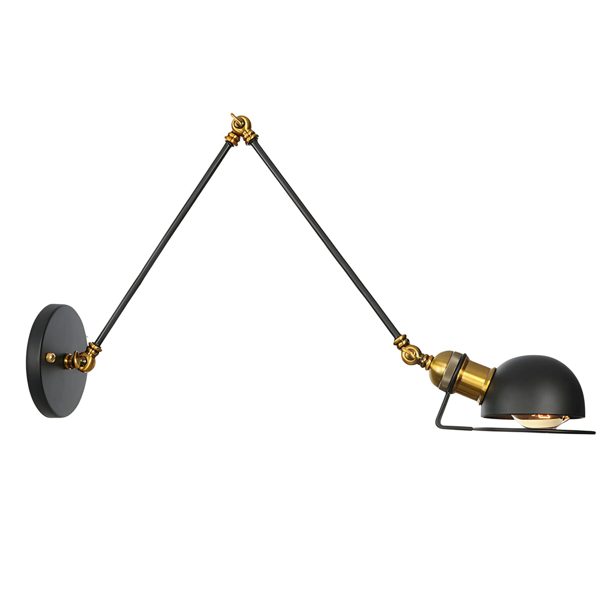 Luminária Arandela Moderna Minimalista Industrial Articulada Metal Ray - Preto e Dourado / A / 110v/220v (Bivolt)