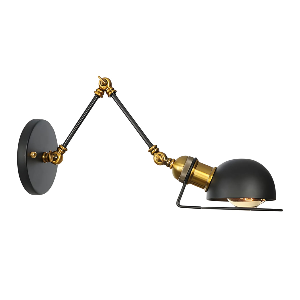 Luminária Arandela Moderna Minimalista Industrial Articulada Metal Ray - Preto e Dourado / C / 110v/220v (Bivolt)