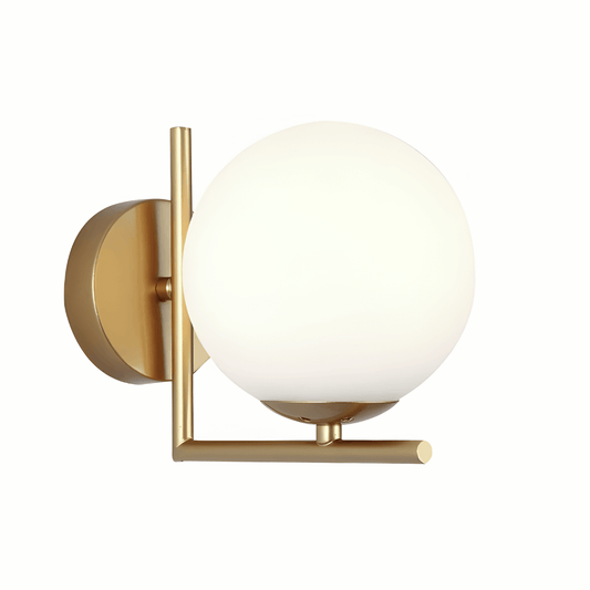 Luminária Arandela Moderna Minimalista Metal Globo Vidro Rave - Dourado / E27 / Metal e Vidro