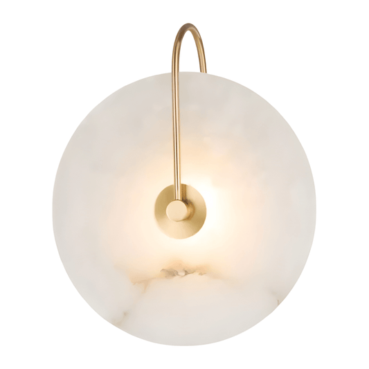 Luminária Arandela Moderna Minimalista Metal Mármore LED Stone - Ø16cm / Dourado / Branco Quente (3000K)