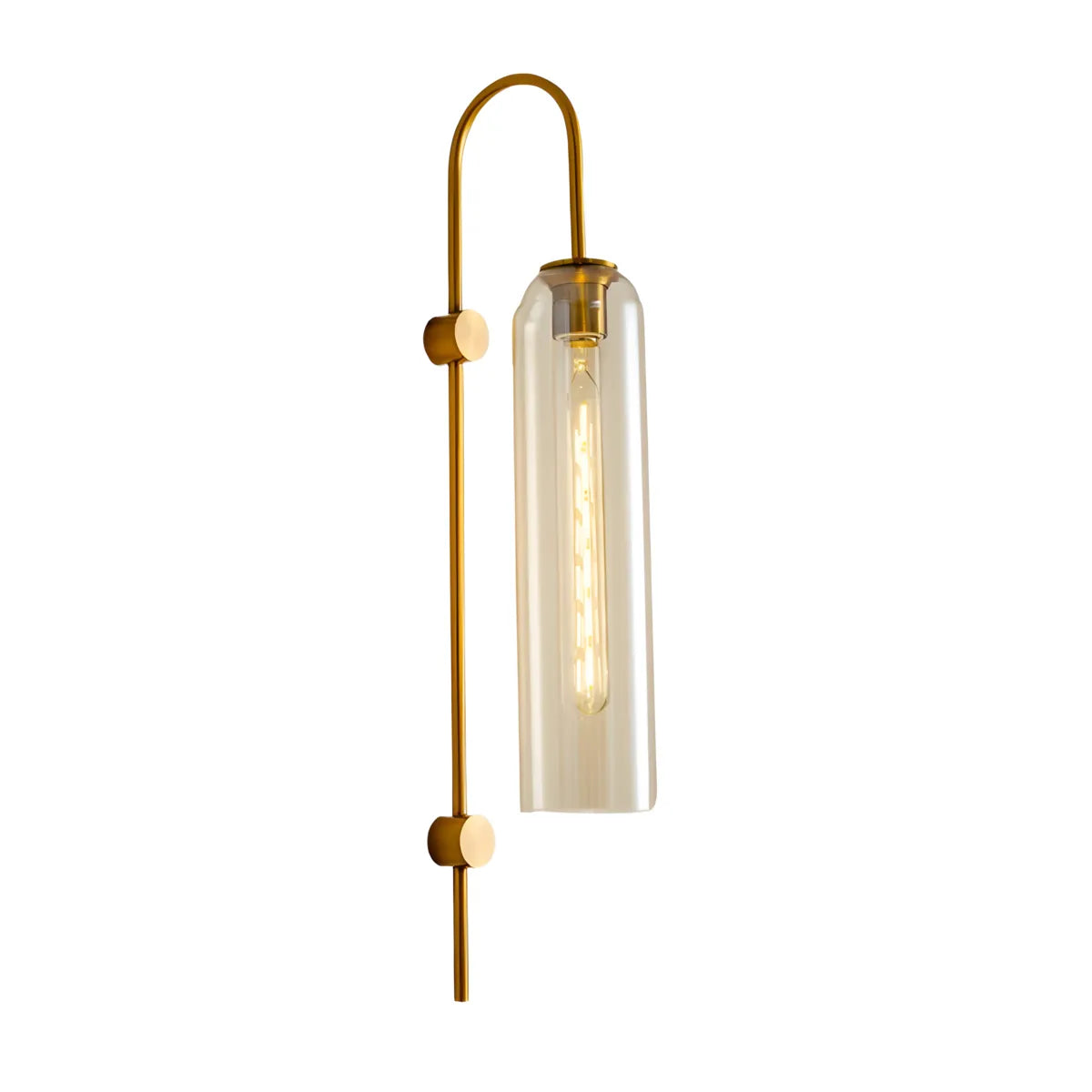 Luminária Arandela Moderna Minimalista Metal Vidro Myna - Dourado e Âmbar