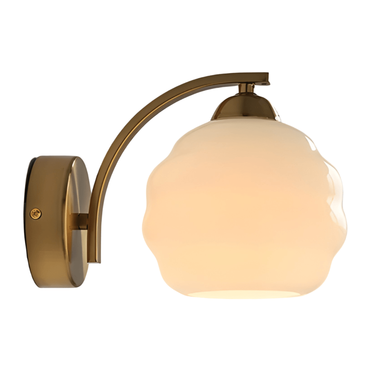 Luminária Arandela Moderna Minimalista Metal Vidro Sconce - Dourado / Vidro Branco